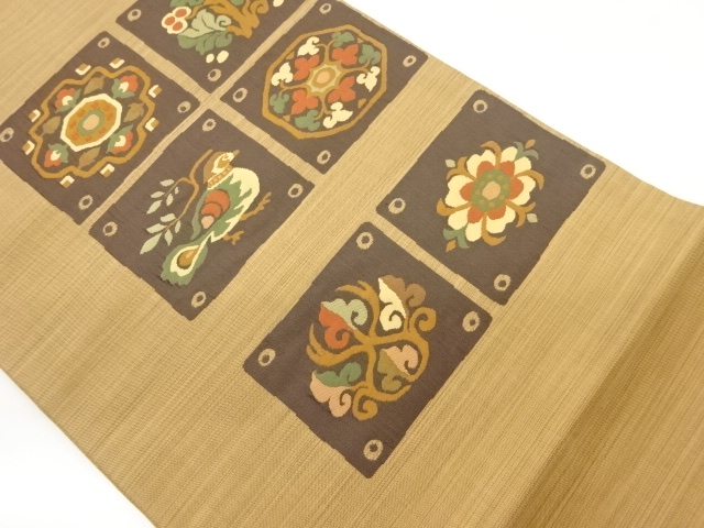 JAPANESE NAGOYA OBI / WOVEN FLOWER CREST